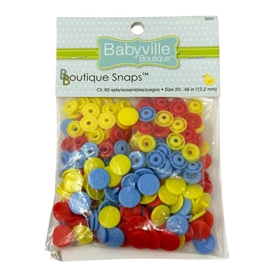 Babyville Boutique Snaps Set Of 60 Size 20 48 Blue Red Yellow Monsters 35037 - Image 1 of 4