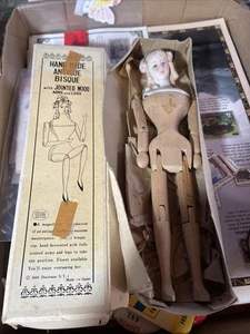 Hand Made Antique Bisque With Jointed Wood Arms And Legs Japan 3606 Shackman - Picture 1 of 9