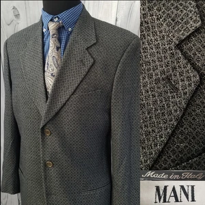 Vintage 90's Armani Mani Men Blazer 40R Gray Wool Sports Coat Bespoke Jacket - Picture 1 of 23