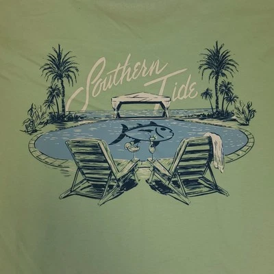 Футболка мужская Southern Tide маленькая с зеленым карманом футболка с графической спинкой пляжные стулья логотип - Изображение 1 из 4