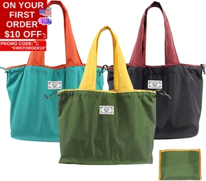 Reusable Shopping Bags Foldable, Large Foldable Tote Bag Fits in Pocket, Kitchen - Picture 1 of 12