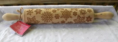 Williams Sonoma Wooden Snowflake Rolling Pin 18 inches long w/ Original Tag - Image 1 of 4