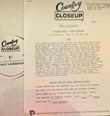 RADIO SHOW: GLEN CAMPBELL CLOSEUP 7/23/84 GUEST IN STUDIO JOHN ANDERSON 11 TUNES - Image 1 of 4