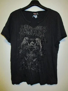 Harley Davidson T Shirt Womens XL Black Sequin Eagle Las Vegas Nevada Eagle - Picture 1 of 13