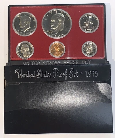 1975-S U.S. Clad Proof Set: Complete 6-Coin Set, Original Packaging Cover