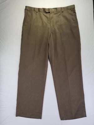 Arrow Mens Dress Pants 40 X 32 Straight Leg Flat Front High Rise Waistband Brown - Image 1 of 4