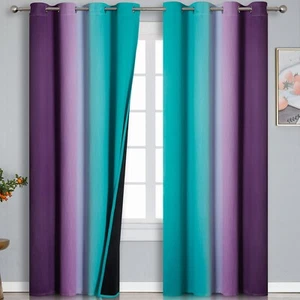 Teal Blackout Curtains 84 Inches Long, Ombre Purple Blackout Curtains for Bed... - Picture 1 of 10
