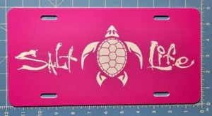 Salt Life Signature Booster Sea Turtle License Plate - Live Salty - Pink - New - Picture 1 of 2