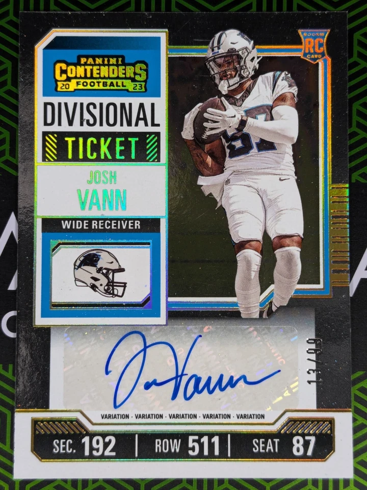 Josh Vann (RC) 2023 Panini Contenders RC Divisional Ticket Auto Variation 13/99 - Image 1 of 3