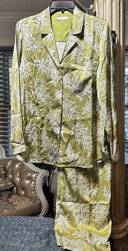 Conjunto Pantalón Rebecca Taylor Talla M Verde Blanco Floral Talla M Foto 1 de 4