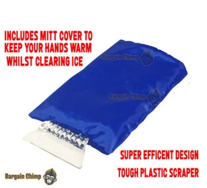 CAR WINDSCREEN ICE Mitt Fo rCars & Vans Tough Plastic Scraper Warming Soft Glove - Picture 1 of 12