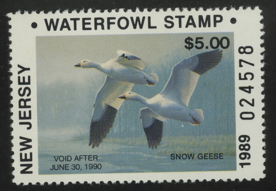 New Jersey 1989 single  Duck stamp $5.00 -  Mint Never Hinged. **2** - Image 1 of 1
