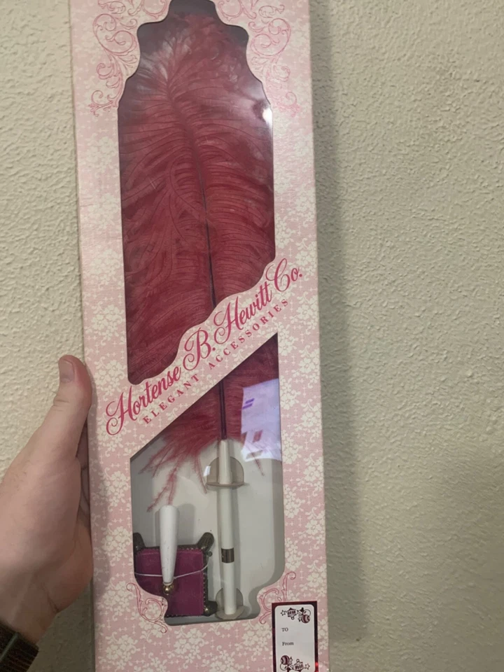 Hortense B. Hewitt Acessórios de Casamento ventilador de flor de pluma/caneta NOVO EM FOLHA LACRADO! - Imagem 1 de 1