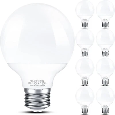 MIXX UNIQ 8-Pack G25 Non-dimmable LED Vanity Light Bulbs, 60W Equivalent, 5000K Daylight