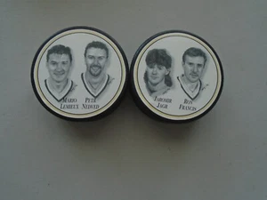 Jaromir Jagr + Ron Francis + Mario Lemieux + Petr Nedved (Burger King ) Pucks - Picture 1 of 3