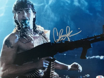 Charlie Sheen Firmato Hot Shots 11x14 Grande Foto. PSA/DNA Platoon, Wall Street - Immagine 1 di 3