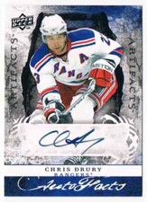 2008-09 UPPER DECK ARTIFACTS AUTOFACTS CHRIS DRURY AUTO NEW YORK RANGERS #AF-CD