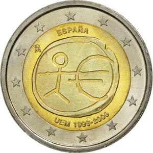 [#460930] Hiszpania, 2 Euro, 10 Jahre Euro, 2009, MS(63), Bimetaliczny - Zdjęcie 1 z 2