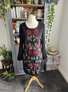 Rocha John Rocha Black Embroidered Dress Size 10 - Picture 1 of 12