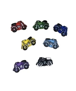 Kleine MOTORRAD Perlen, handbemalte Perlen, peruanische Keramik MINIATUR MENGE 7  - Bild 1 von 5