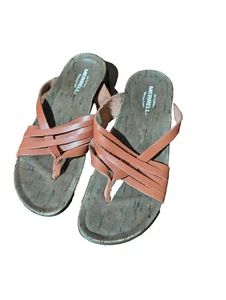 Merrell Redwood District Mahana Sandals Rusty Orange leather Flip Flops Size 7 - Picture 1 of 4