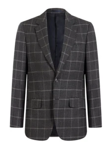 NWT HACKETT LONDON GREY WOOL WINDOWPANE CHECK SUIT. UK 40L - IT 50L. - Picture 1 of 8