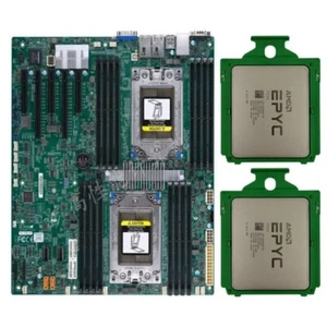 Supermicro H11DSI REV 2.0 Motherboard + 2x AMD EPYC 7532 Unlocked CPU Processor - Picture 1 of 3