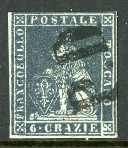 Italy 1851 Tuscany 6cr Slate Blue Scott #7 VFU M872 - Picture 1 of 6
