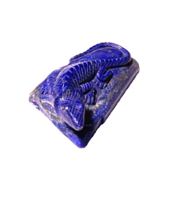 Gemstone Quality Deep Dark Blue Hand Carved Lizard Sculpture - Picture 1 of 5
