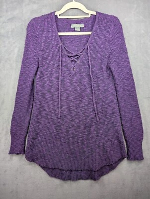 Suéter tejido Natural Reflections para mujer pequeño púrpura con cordones Foto 1 de 4