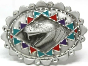 Great American Buckle CO USA 1996 GAP Snake Head Pewter Belt Buckle 3D VHTF #D-7 - Picture 1 of 12