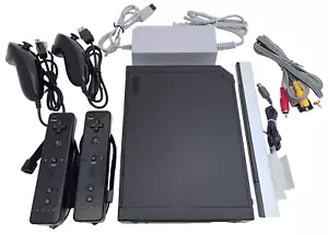 Nintendo Wii Video Game System 2 REMOTE Bundle BLACK Console + NEW ACCESSORIES - Picture 1 of 5