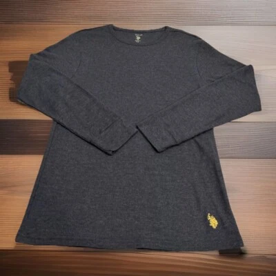 U.S. Polo Assn. Ropa de dormir para hombre M gris dorado logotipo de caballo tejido gofre manga larga Foto 1 de 4