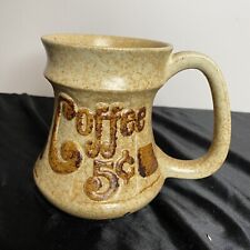 Rare Vintage 70s “5 Cents” POTTERY CRAFT Coffee Mug Cup USA Stoneware