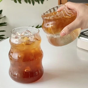 Glass Cup Heat-resistant Tumbler Drinkware Transparent Stripe Mug 410/650/530ml - Picture 1 of 8