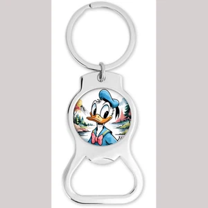 Watercolor Donald Duck Inspired Bottle Opener Keychain Round - Picture 1 of 1