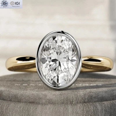 IGI 2.30Ct E VS1 Oval Cut Lab Grown Diamond Engagement Ring in 14K Two-Tone Gold - Image 1 of 4