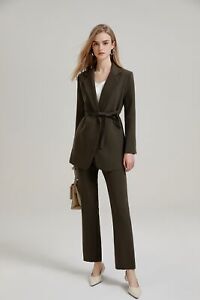 Max Mara Women's Early Spring New Fashion Lapel Lace-Up Slim Acetate Suit