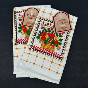 LOTE de 2 toallas de mano vintage Riegel Kitchen Traditions cesta de frutas texturizada nuevas con etiquetas - Imagen 1 de 10
