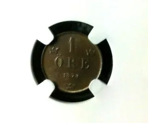 1874 Sweden 1 Ore, NGC MS 64, Single Finest Certified Example - Picture 1 of 2