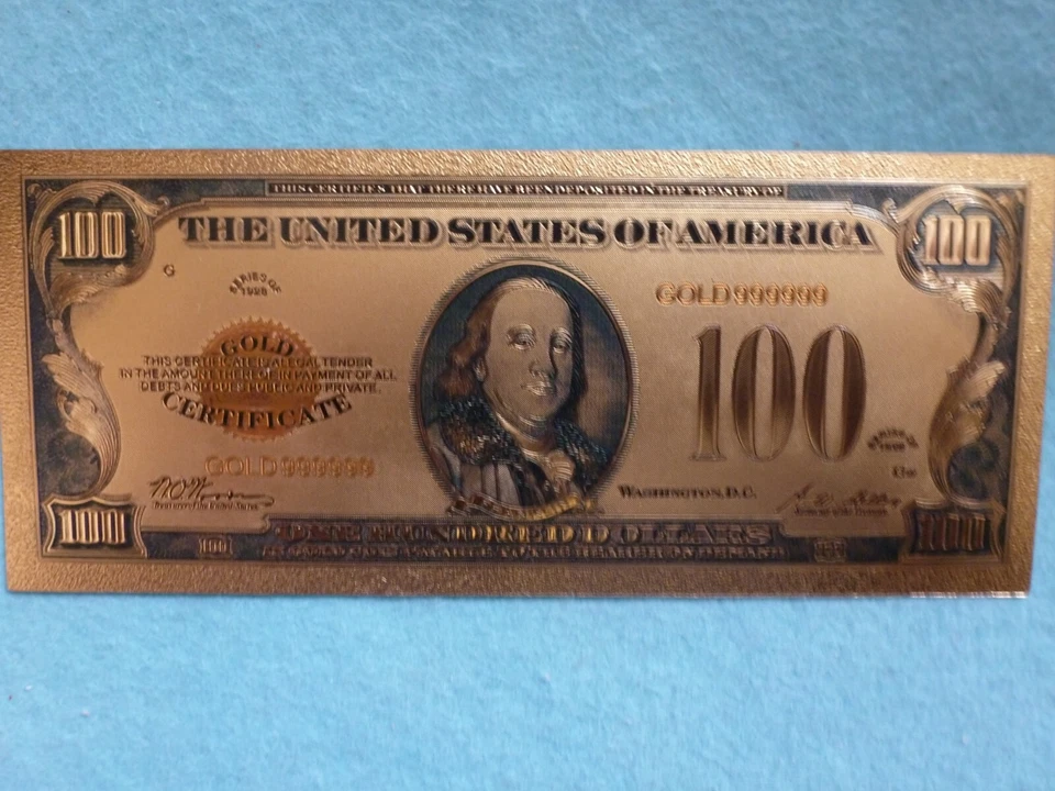 1928 series,999 Gold leaf-colored 100 Dollars  - Image 1 of 2