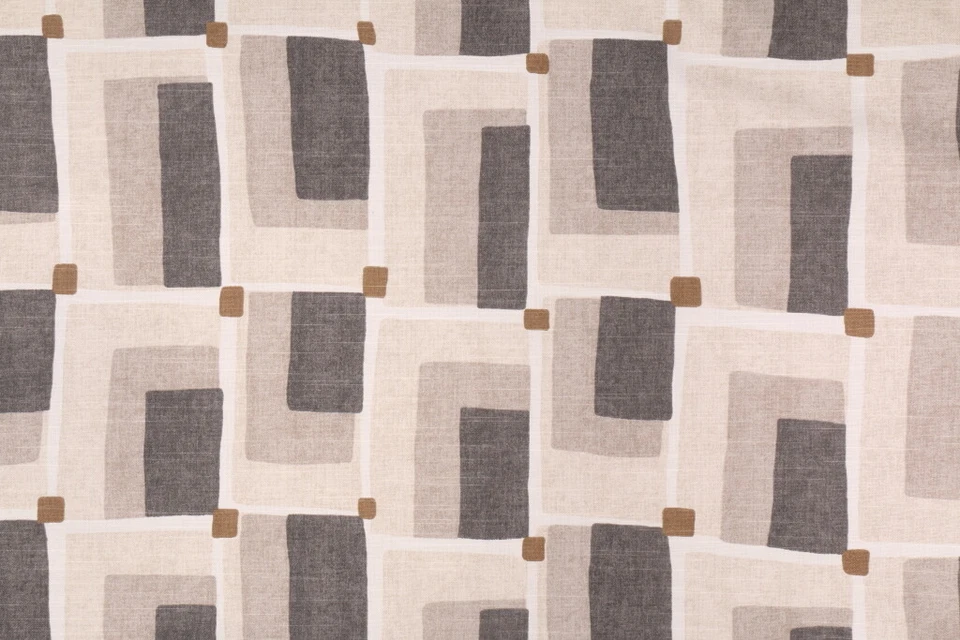 Tela para cortinas de algodón estampada geográficamente Robert Allen Dwell Studio Aldo en grafito b1 Foto 1 de 1