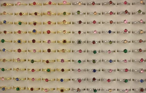 35pcs Wholesale Lots Charm Mixed Cubic Zirconia Lady's Engagement Wedding Rings - Picture 1 of 20