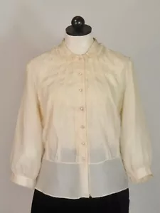 JUDY BOND Vintage Años 50 BLUSA DE NAILON MARFIL Bonita ENCAJE M-L - Imagen 1 de 9