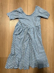 Alice & Ames SHORT SLEEVED BALLET DRESS IN BLUE STRIPE sz 10 Damage Tear stain - Picture 1 of 9