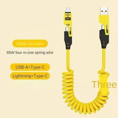 Car mounted 65W fast charging data cable, four in one connector - Image 1 of 3