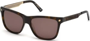 Dsquared2 DQ0136 52E Havana Rectangle Brown 55-15-145mm Non-Polarized Sunglasses - Picture 1 of 4