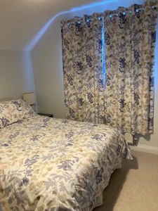Blue multi Next pair curtains with matching double quilt cover & 2 pillowcases - Picture 1 of 4