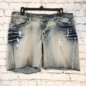 Red Rivet Distressed Denim Shorts Juniors Size 15 - Picture 1 of 11