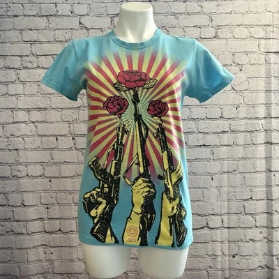 Vintage Shepard Fairey OBEY “Guns And Roses”  T Shirt Blue Small - Image 1 of 4